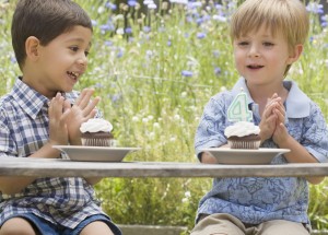Two Boys and Birthday Cupcakes