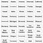 Free Printable for license plate bingo for the us