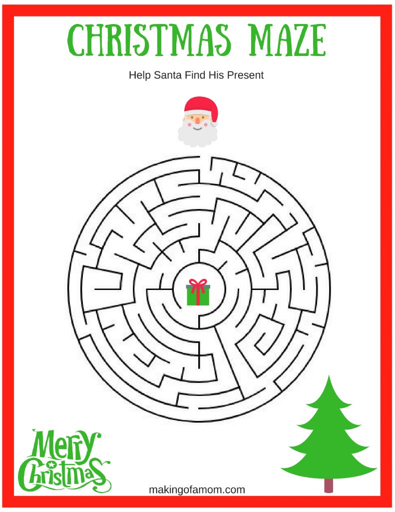 Christmas Printable Maze Printable Word Searches